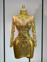 Women Long Sleeve Sexy Shinning Sequins Bodycon Mini Dress Mesh See Through Celebrate Birthday Evening Party Club Stage Outfit